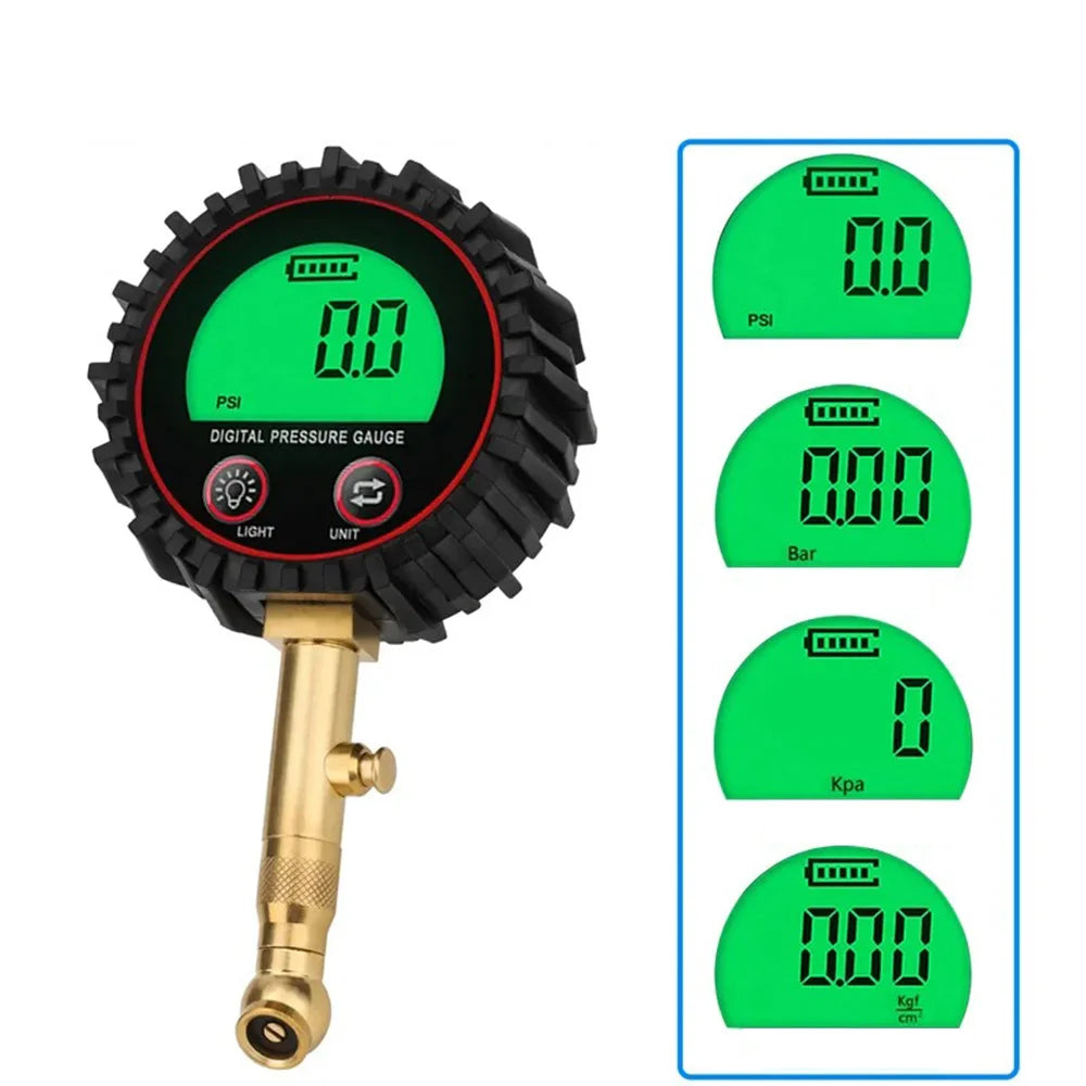 Tire Pressure Gauge 3-255PSI Backlight LCD Display Digital Air Pressure Gauge For Car Trucks Bikes