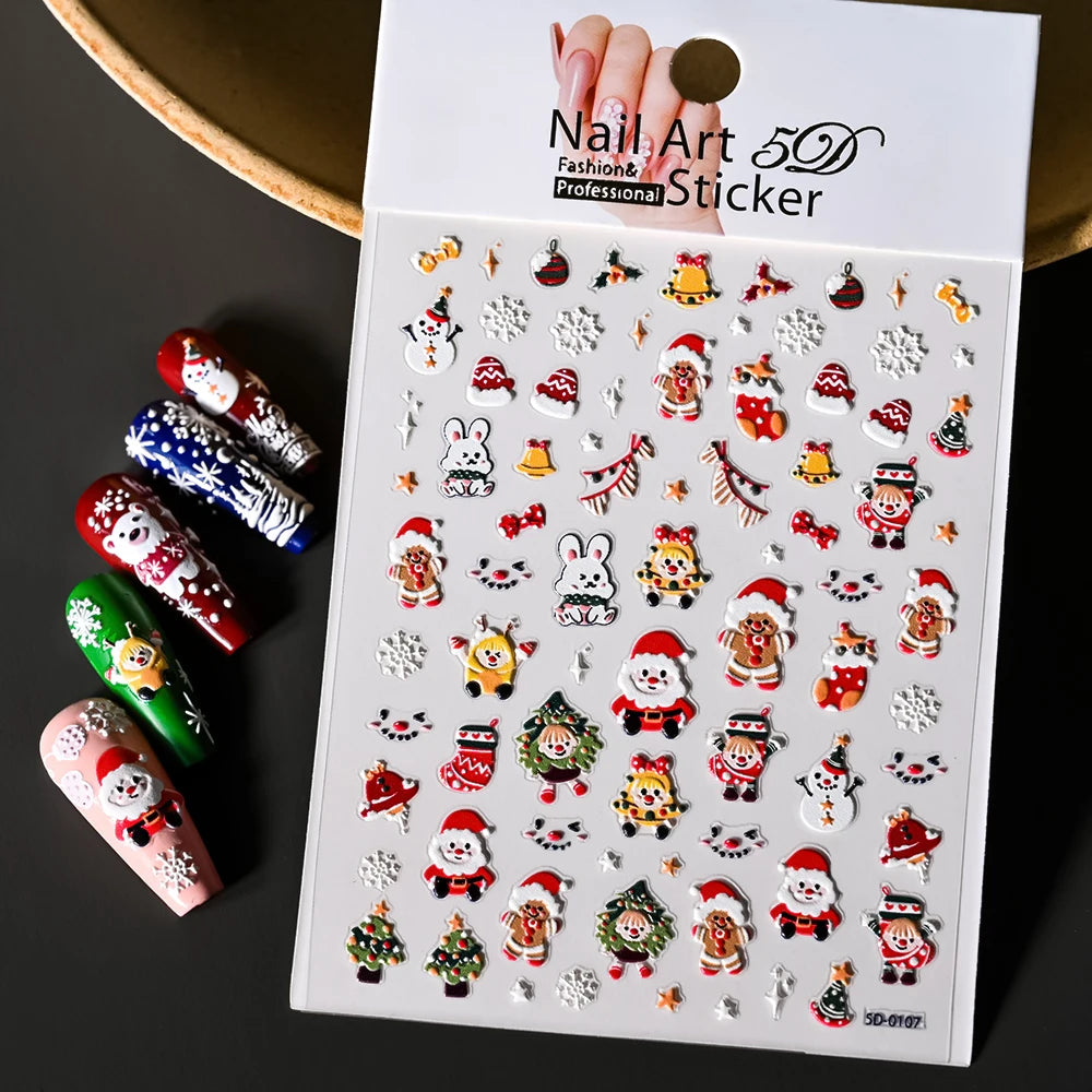 Winter Christmas Atmosphere Nail Stickers Snowman Snowflake Wapiti Self-adhesive High Quality Cute Nail Stickers Nail Art Deco