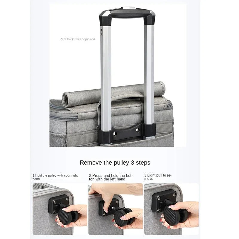 Double Backpack Foldeable Lightweight Pet Stroller For Two Dogs And Cats Outdoor Travel With 4 Wheels