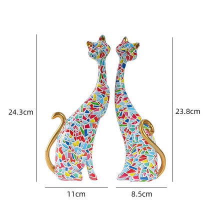 Home Decor Nordic Graffiti Art Oil Painting Cat Decoration Resin Abstract Ornament Figurines Bedroom Desktop Porch Cat Sculpture