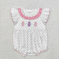 Wholesale Baby Girl Newborn Birthday Balloons Romper Bubble Embroidery Pink Plaid Bows Jumpsuit Kids Toddler Summer Clothes