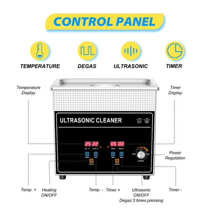 Ultrasonic Bath 3.2L 180W Cleaner Machine Power Adjust Hot Water Cleaning Bath Oil Nozzle Spark Plug Small Fuel
