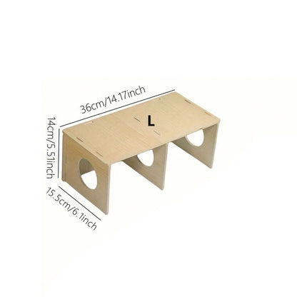 1pc Solid Wood Hideaway House, For Hamster Squirrel, Small Pet Aquascape Toys,  Small Animal Cage Accessories