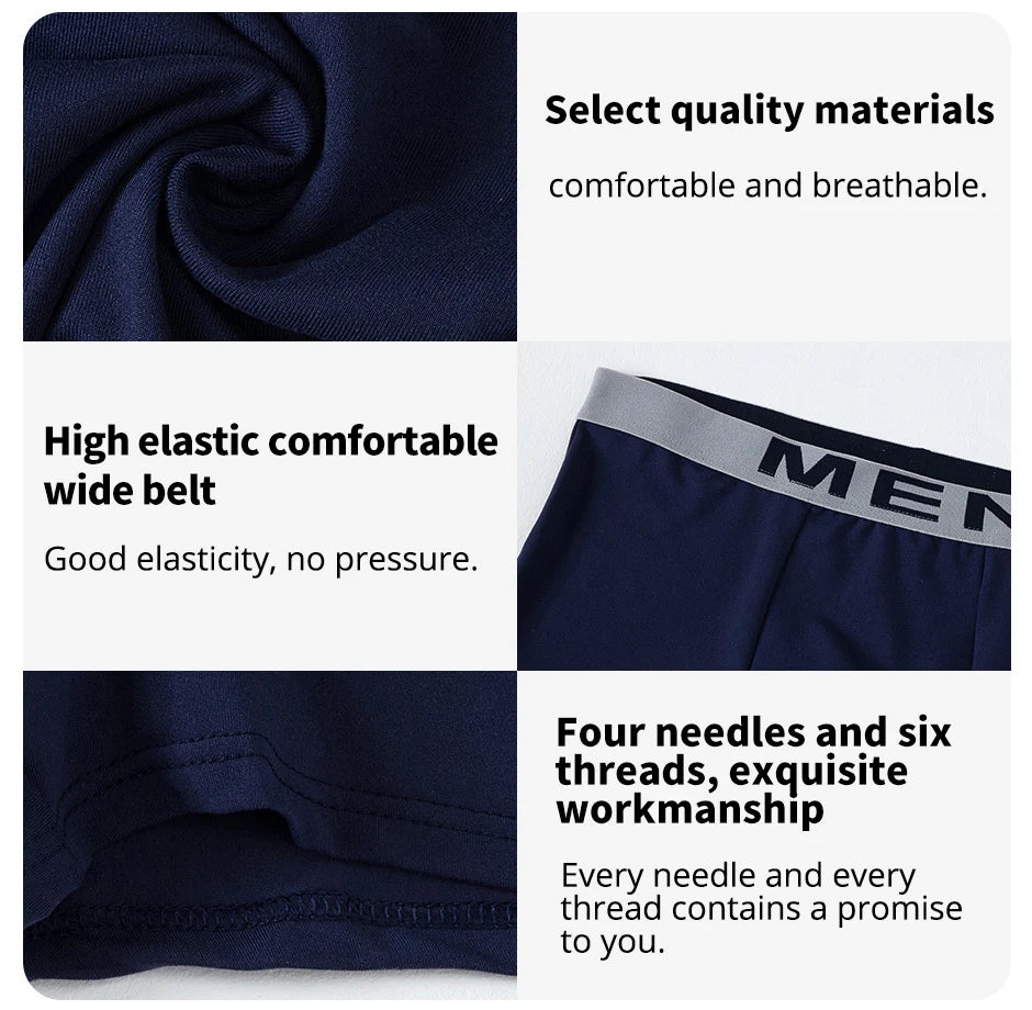 4/10 Piece Men's Four Season Black Fashionable Casual Basic Versatile Underwear Boxer Shorts Plus Size Youth Sports Base Shorts