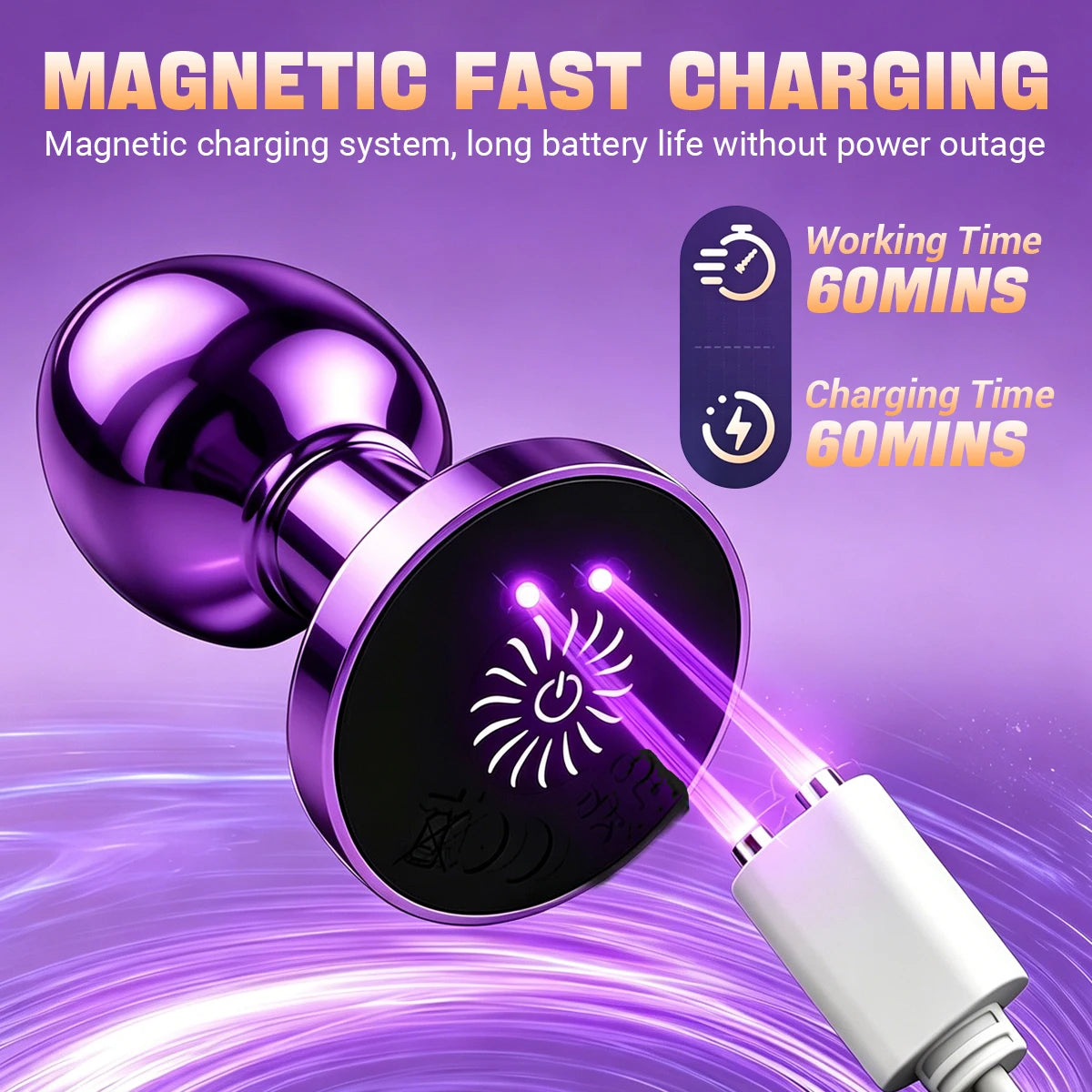 Anal Plug Vibrator APP Remote Control 10 Powerful Vibrations Prostate Massager with Flashing Light Base Adult Sex Toy for Couple