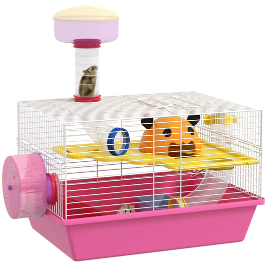 Multi-colored rodent Cage with platform, bottle of water, wheels, House, 34x27x25 cm, pink, rat cage, hamster cage, animals cage, hamster cage