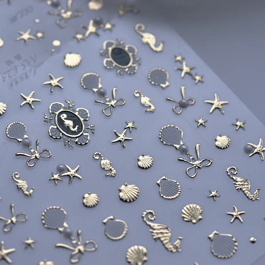 Shiny Blowing Bubble Nail Decorations Stickers 5D Shell Light Love Cat Bubble Transfer Slider Sticker DIY Summer Manicure Decals