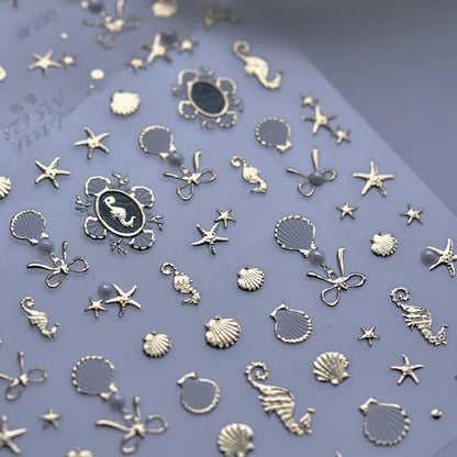Shiny Blowing Bubble Nail Decorations Stickers 5D Shell Light Love Cat Bubble Transfer Slider Sticker DIY Summer Manicure Decals