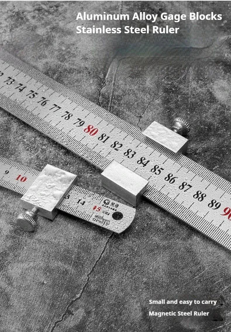 New Protable Accurate positioning Woodworking Tools Carpentry Steel Ruler Positioning Limit Block Measuring Marking Gauge