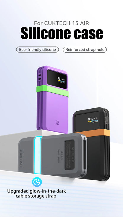 SIKAI Silicone Case For CUKTECH No.15 AIR 100W Portable Power Bank 15000mAh Travel Design with Data Cable Storage