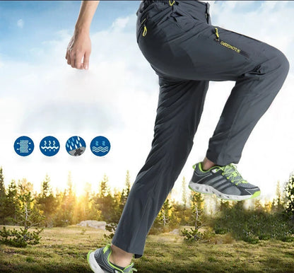Longe Summer Quick Dry Hiking Pants Men Stretch Waterproof Tactical Pants Zipper Pockets Trousers Lightweight Fishing Pants