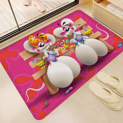 Popular Character D-Diddl Cut Bathroom Mat Non-Slip Laundry Room Mat Laundry Decor Balcony Child Living Room Toilet Rug