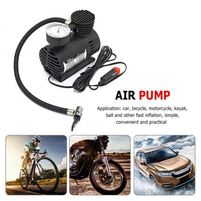 12V 300PSI Electric Inflator Mini Air Compressor Car Electric Tire Air Inflator Pump Electric Air Pump with Pressure Check Gauge
