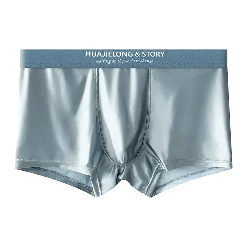 1/3PCS Men's Cool Ice Silk Boxers Shorts Summer Satin-like Solid Underpants Skin Friendly Breathable Mesh Crotch Male Underwear