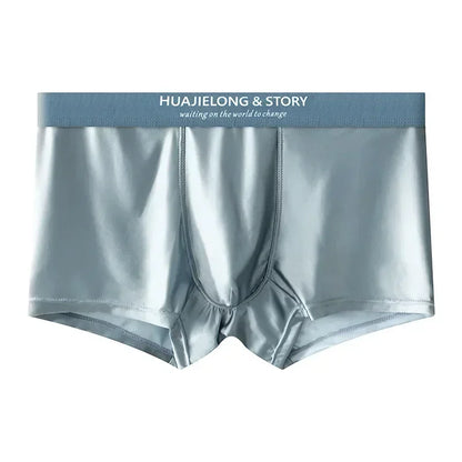 1/3PCS Men's Cool Ice Silk Boxers Shorts Summer Satin-like Solid Underpants Skin Friendly Breathable Mesh Crotch Male Underwear