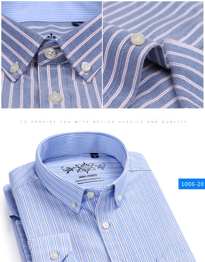 Classic Fit Cotton Full Casual Shirts for Men Solid Color Long-Sleeve Plain Shirt Single Pocket Top Soft Slim Fit Formal Clothes