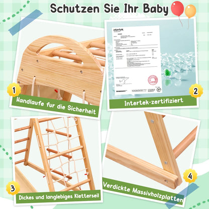 7-in-1 Climbing Scaffold, Include Swing, Swing Rings, Climbing Ladder, Climbing Board, Climbing Net, Slide, for Children's Room