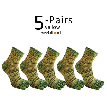 1/5 Pairs Colorful 5 Finger Socks Business Man Cotton Striped Young Casual Sweat-Absorbing Happy Party Dress Toe Short Socks