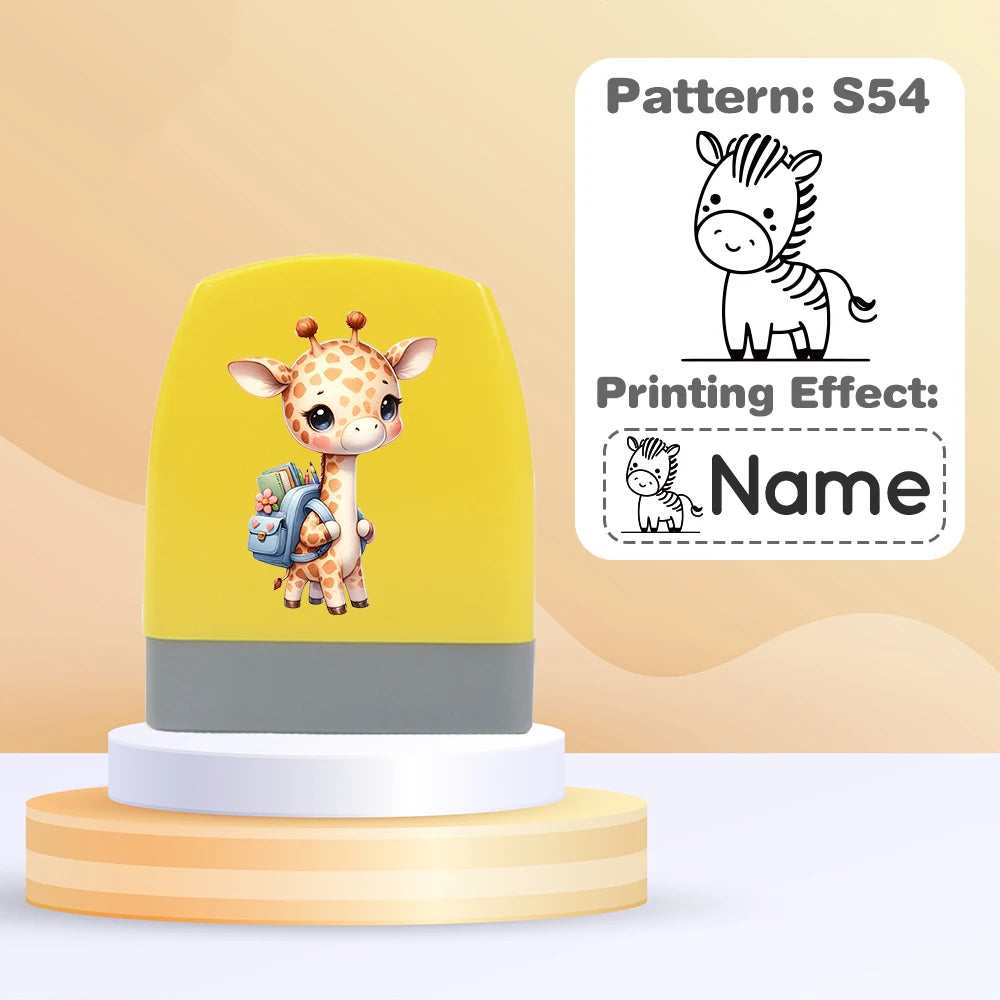 Cartoon Giraffe Customized Name Stamps for Kids,Personalized Waterproof Stamp for Clothing Name Seal for Student&Child