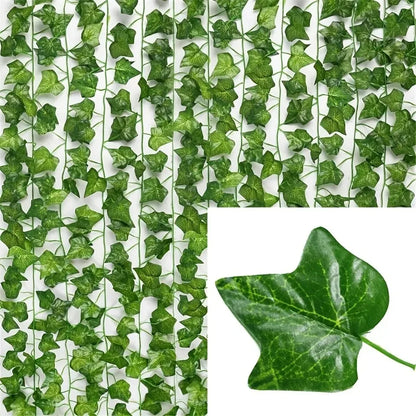 4/10M Artificial Plant Green Ivy Leaf Garland Fake Plant Creeper Hanging Vine Outdoor DIY Garden Wall Wedding Party Home Decor