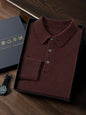 ANGEL 2024 Men's New POLO Shirt 100% Cashmere Knitted Pullover Solid Color Sweater Fall Winter Casual Business Office Jacket
