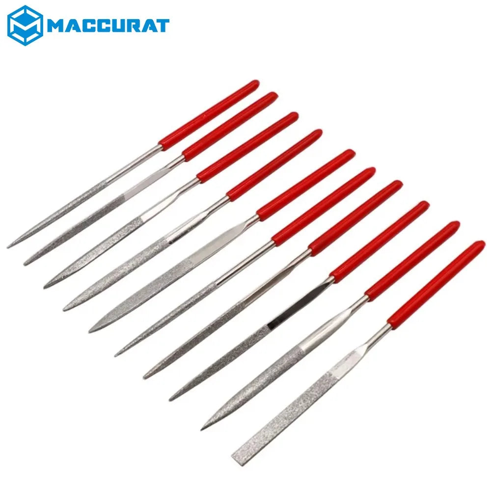 140mm 10PCS Diamond Mini Needle File Set Hand Tools for Ceramic Glass Gem Stone Hobbies and Crafts 3D Print Model Polish