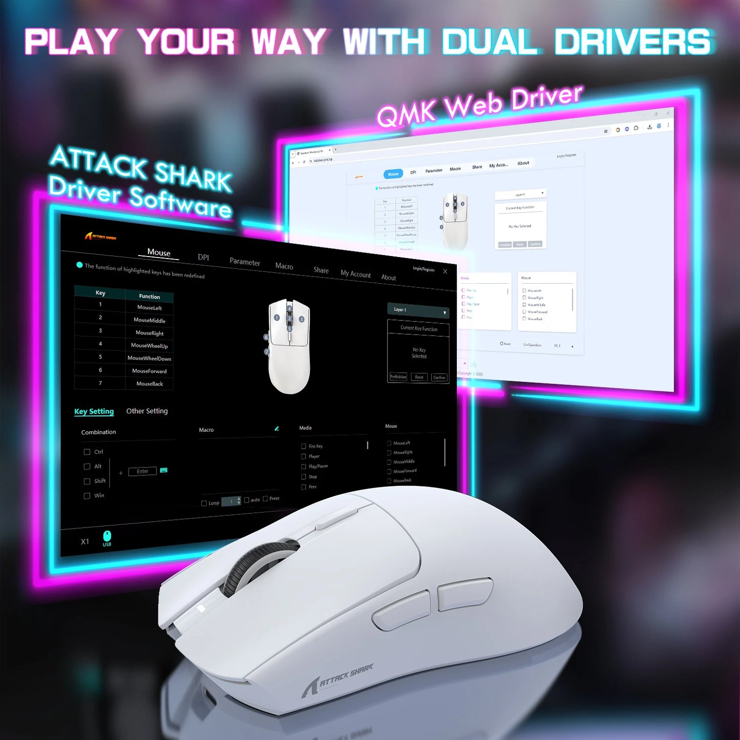 ATTACK SHARK X1 Gaming Mouse with Magnetic Charging Dock, PixArt PAW3395PRO Gaming Sensor, 40000DPI,53g, 100M Microswitches