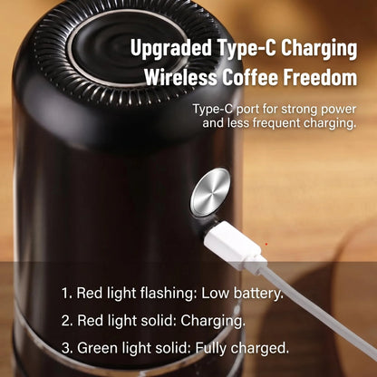 Portable Rechargeable Electric Coffee Grinder, External Adjustable Grind Mill for Espresso & Hand Pour Coffee