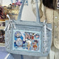New Y2K Cute Japanese Ita Bag Lolita Girl Transparent Shoulder Tote Bag Large Capacity Crossbody Casual Bag DIY Display Handbags