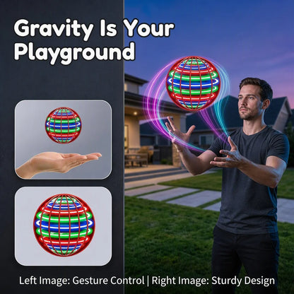 Pro Magic Flying Suspension Ball with Color LED & Auto 360° Gyro Spinner, Anti-Gravity Hover Orb, Outdoor Toy for Teens & Adults