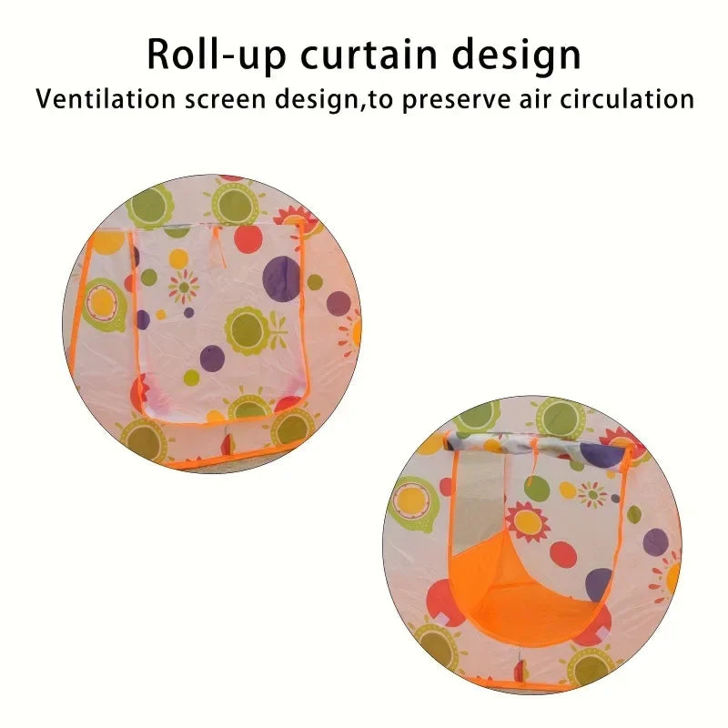 3-in-1 Pop Up Kids Play Tent Tunnel Ball Pit Basketball Hoop Foldable Portable Indoor Crawl Camping Play Equipment for Children