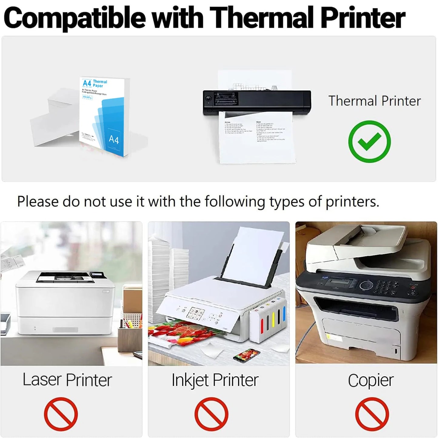 100 Sheets A4 Thermal Printing Paper for Portable Printer Quick Dry Compatibility Inkless Multifunctional Folded Thermal Paper
