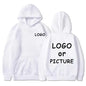 Custom logo printed men's women's casual hoodies, long sleeve hoodies autumn and winter, personalized street style sweatshirts.