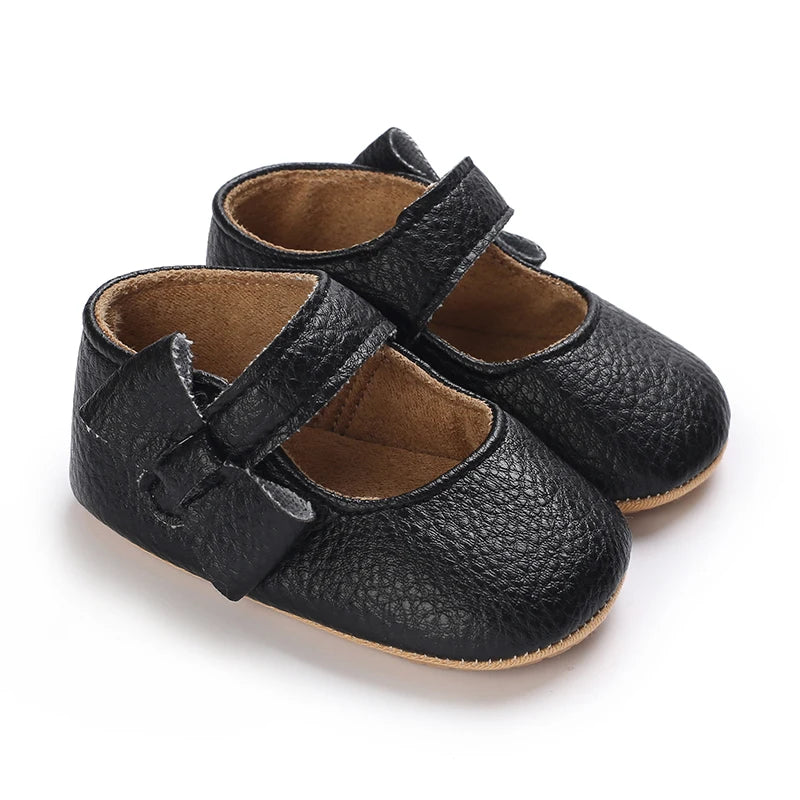 2025Black Fashion Newborn Party Princess Shoes  Boys And Girls' First Step Walking Shoes Rubber Soled Anti Slip Baby Shoes 0-18M