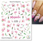 3d Nail Art Decals Watercolor Florals Purple Green Pink Flowers Leafs Fruit Adhesive Sliders Nail Stickers For Manicure
