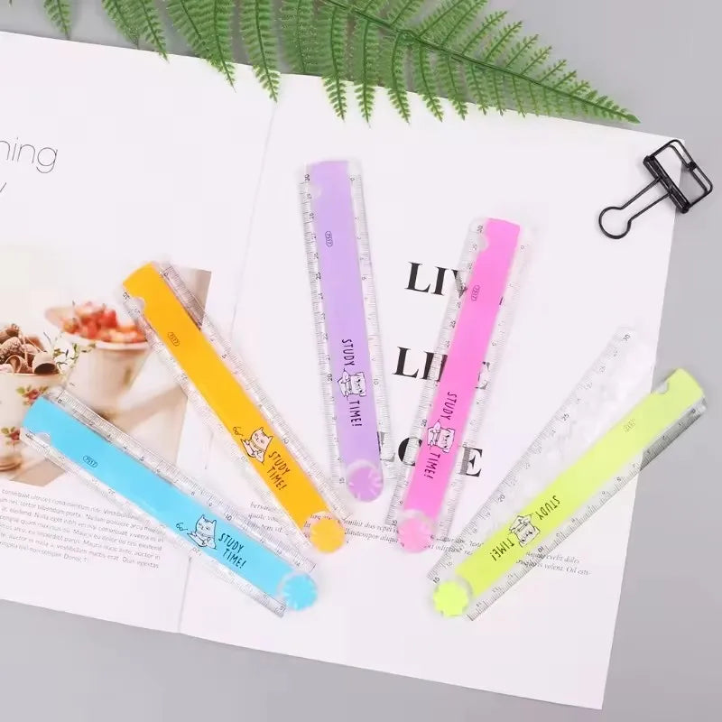 30cm Each One Color Folding Diy Drawing Ruler Students Do Exercises Office Drawings And Measuring Tapes