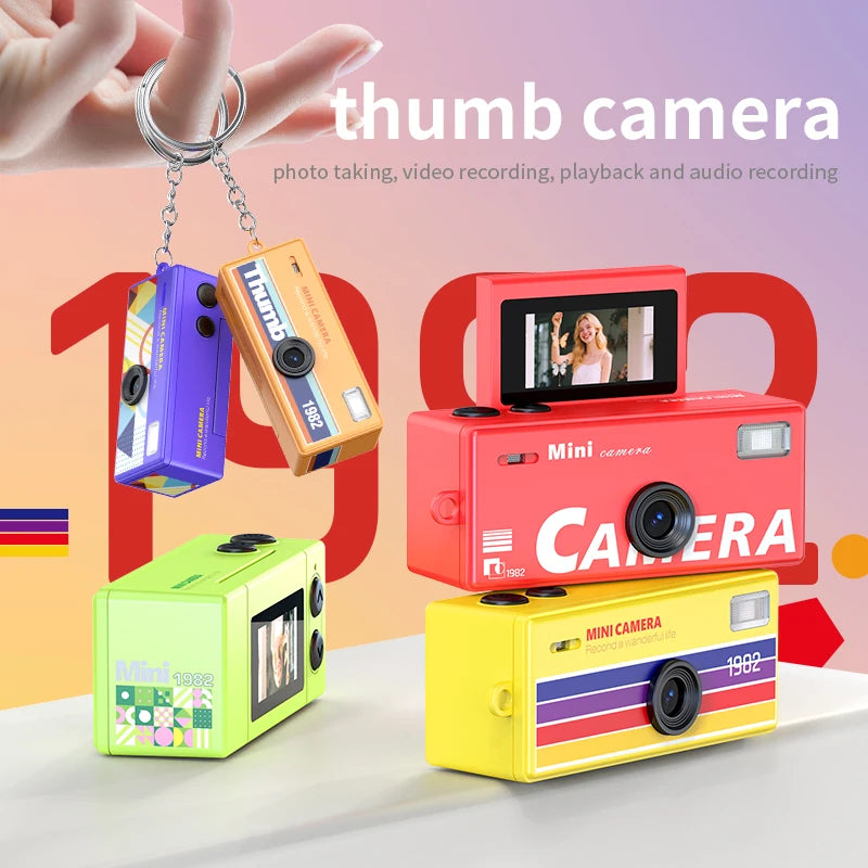 Ourlife Thumb Keychain Camera 0.96inch Flip Screen Retro CCD Mini Digital Camera 720P Very Small Camcorder Video Recorder