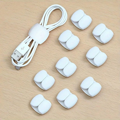 10pcs Multi-Function Cable Organizer Clips for Charging & Earphone Cords - Durable Plastic