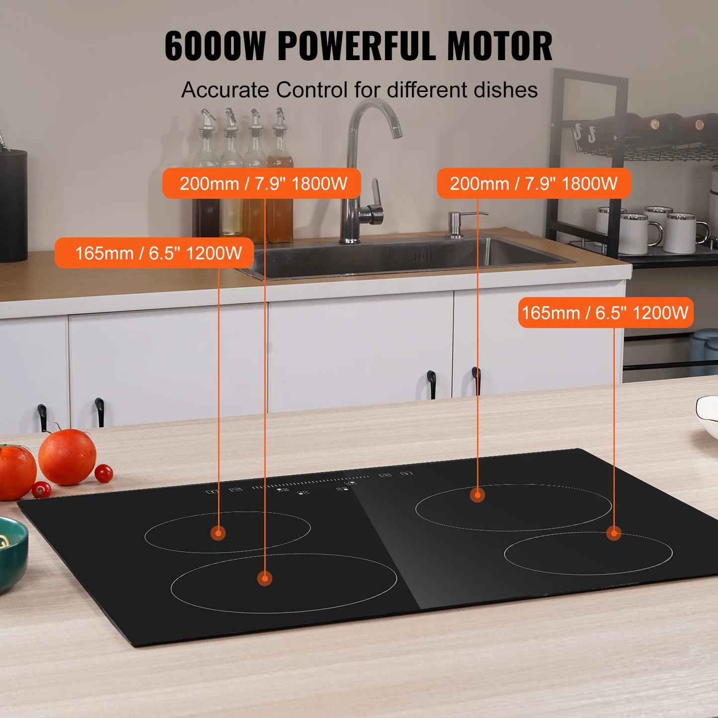 SucceBuy 2/4/5 Burners Built-in Induction Stove Top 12/24/30in Ceramic Glass Electric Cooktop For Household Commercial  Cooking