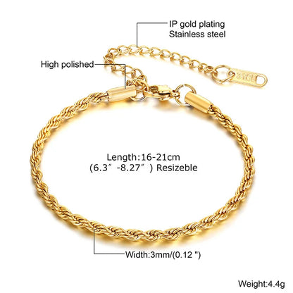 Non Tarnish Stainless Steel Bracelet Gold Plated Stackable for Women, Thin Herringbone Chain Bracelet Waterproof Jewelry Gift