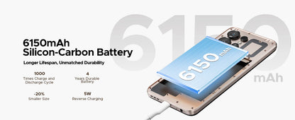 Global Version DOOGEE Note56 X Android Smartphone 16 "battery 6150 mAh 24 Go RAM (3 + 21) 64 Go ROM Phone mobile