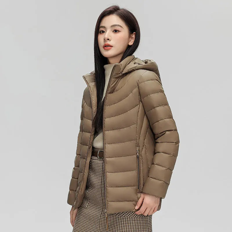 Women's plus Size M-6XL Hooded Puffer Jacket 90% Down Quilted Warm Coat Parka with Detachable Hat Winter Outerwear