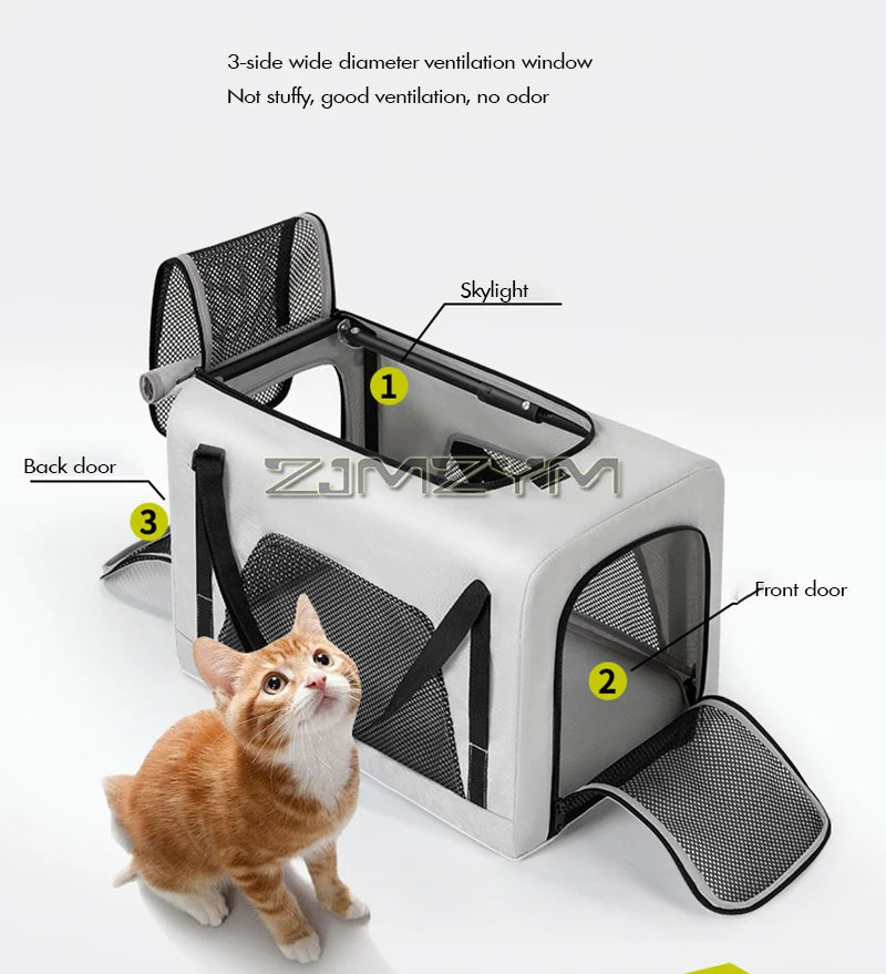 Folding Dog Stroller, Pet Folding Stroller, 4 Wheels Dog/Cat Puppy Stroller Pet Travel Carriage Case