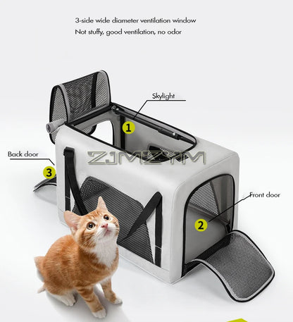 Folding Dog Stroller, Pet Folding Stroller, 4 Wheels Dog/Cat Puppy Stroller Pet Travel Carriage Case