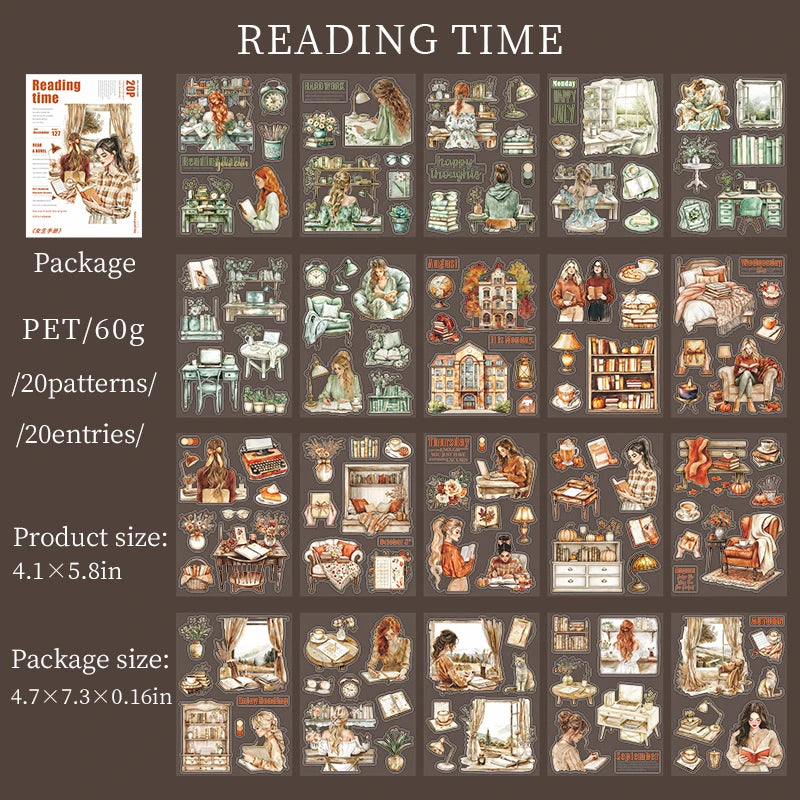 JIANQI 20 Sheets PET Die cut Stickers book Girl's Handbook Decorative handmade Scrapbooking Material Diary Album Craft Supplies
