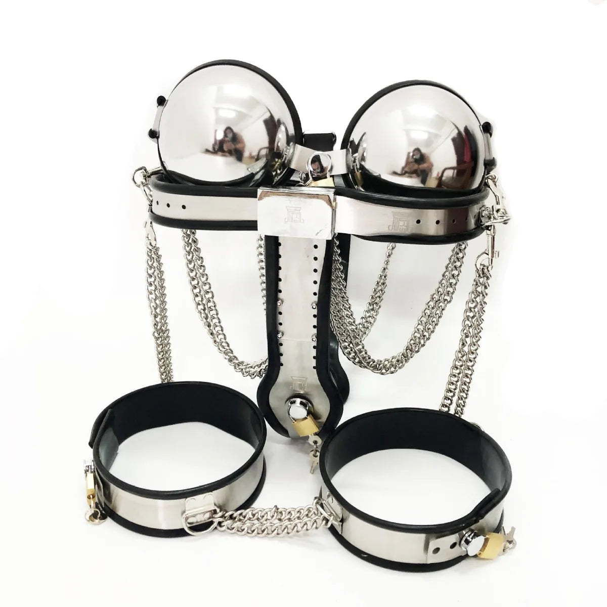 Stainless Steel Sexy Lingerie Set Women Chastity Belt BDSM Couple Loyalty Adult Fun Female Chastity Devices Lock Underwear