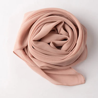90*90cm Square Chiffon Hijab Scarf Women Solid Color Muslim Soft Head Scarf Islamic Shawls and Wraps Headband Musulman Scarves
