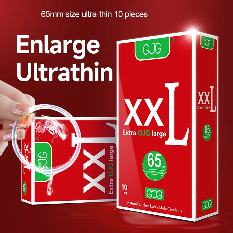 Extra Large Size 65mm Condoms Adults Toys For Men 10pcs XXL G-Spot Penis Sleeve Super Ultra Thin Smooth Condones Sex Products