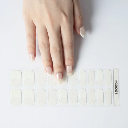16/18/20Tips Semi-Cured Gel Nail Strips Adhesive Full Cover Stickers for Nails UV Lamp Need Press On Nails Fashion Manicure