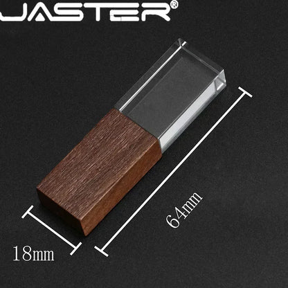 JASTER Crystal Plus Push-pull Box Maple USB Flash Drive 16GB 32GB 64GB 128GB Free Custom Logo Pen Drive Creative Business Gifts